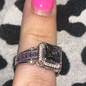 Sterling Silver Mystic Topaz & Amethyst Ring - Elegant Women's Jewelry